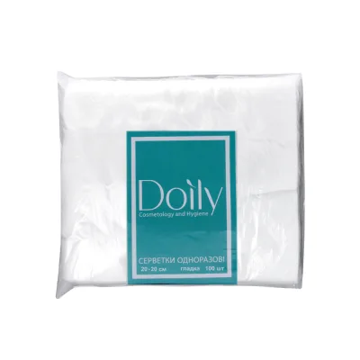 Серветки Doily 20×20 см гладкі зі спанлейсу 40 г/м², 100 шт