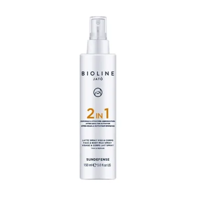 Молочко-спрей 2в1 для обличчя та тіла Bioline Jato Tan&Repair – до і після засмаги