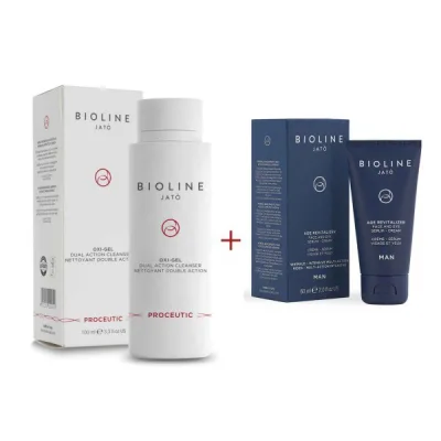 Набір для чоловічого догляду Bioline Jato: сироватка-крем Age Revitalizer + очищувальний Oxi-Gel