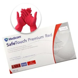 Рукавички нiтриловi текст. без пудри нестерильні SafeTouch® Premium™ Red червоні (4,2 г) Medicom 100 шт, S